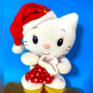 CHRISTMAS KITTY ANGEL CAT SUGAR PLUSH w/WINGS, STOCKING & SANTA HAT 2010 DAN DEE